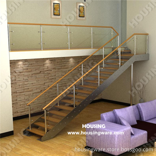 Straight Stair with Solid Wooden Handrail (HS-L04)